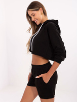 Czarny dresowy komplet z bluzą z kapturem Emola