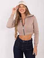 Ciemnobeżowa krótka rozpinana bluza dresowa Ann RUE PARIS 