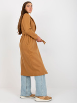 Hurtownia Camelowy długi płaszcz z wiązaniem OCH BELLA