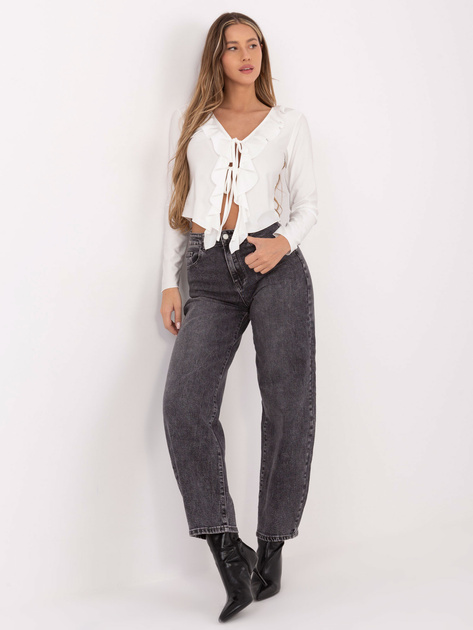 Ecru krótka bluzka z falbanami