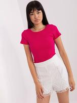 Hurt Fuksjowa damska bluzka basic z krótkim rękawem