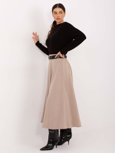 Beżowa rozkloszowana spódnica z dzianiny RUE PARIS