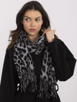 Szaro-czarny damski szal w panterkę