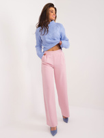 Hurt Jasnoróżowe proste spodnie damskie od garnituru