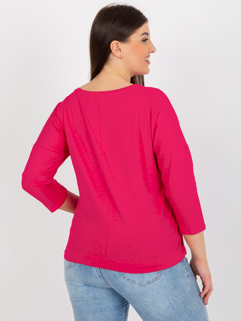 Hurt Fuksjowa bluzka plus size z nadrukiem i dżetami