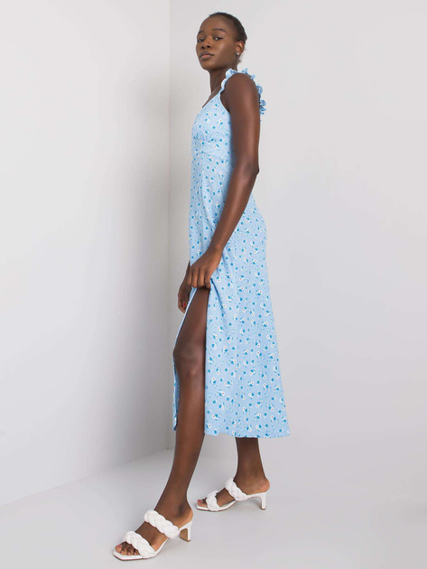 Jasnoniebieska sukienka z rozcięciem Hilaire RUE PARIS