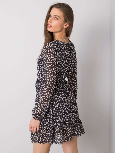 Czarna sukienka z falbaną Eunika OCH BELLA