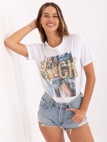 Biały damski t-shirt z nadrukiem 