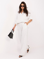 Biały elegancki komplet w paski