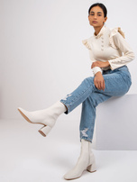 Beżowa welurowa bluzka z ozdobnymi guzikami Capri