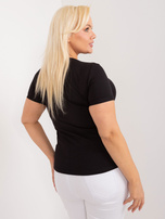 Hurtownia Czarny damski t-shirt plus size z nadrukiem
