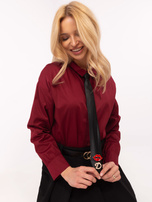 Hurt Bordowa damska koszula ze zdejmowanym krawatem