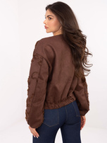 Brązowa  kurtka bomberka z aplikacją 3D RUE PARIS 