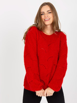 Hurt Ciemnoczerwony fluffy sweter klasyczny z wełną OCH BELLA