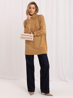 Großhandel Camelowy lockerer Pullover mit hohem Kragen RUE PARIS.