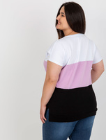 Hurt Biało-fioletowa bluzka plus size bez zapięcia 