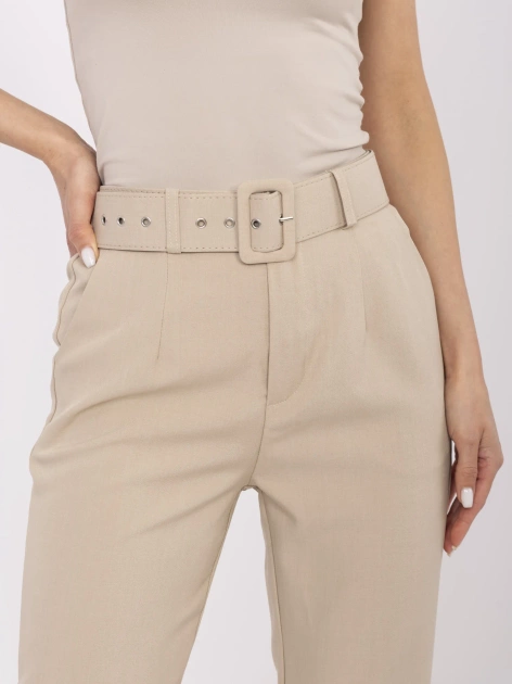 Ciemnobeżowe materiałowe spodnie cygaretki