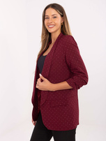 Bordowa damska marynarka z marszczonymi rękawami