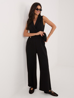 Czarny elegancki kombinezon bez rękawów 