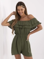 Khaki kurzer Overall aus Musselin.