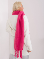 Hurtownia Ciemnoróżowy gładki szal z frędzlami