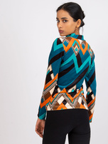 Morsko-pomarańczowa bluzka welurowa Pari 