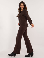 Ciemnobrązowy dwuczęściowy komplet z dzianiny