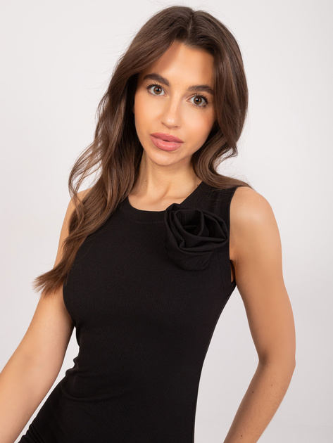 Hurt Czarna midi sukienka dopasowana w prążek