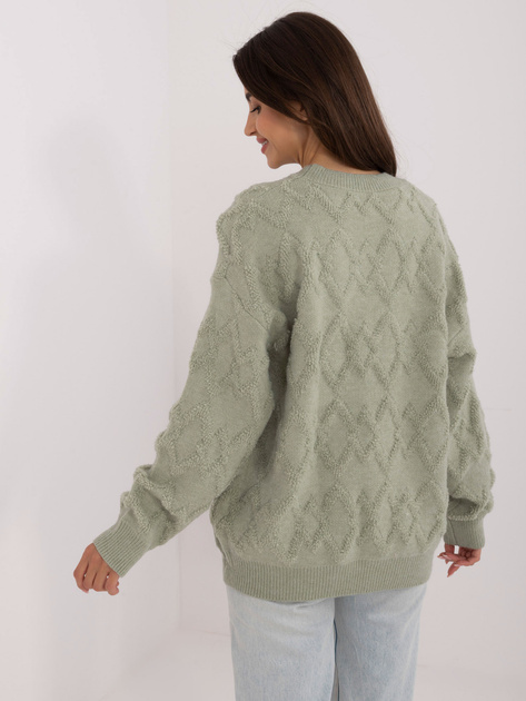 Hurtownia Pistacjowy damski sweter o kroju oversize