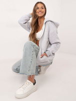 Jasnoszara melanżowa bluza basic z ociepleniem