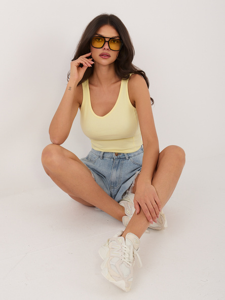 Jasnożółty top na szerokich ramiączkach RUE PARIS