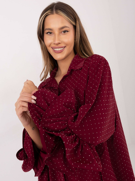 Bordowa elegancka koszula z dżetami