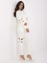 Ecru damski komplet z dodatkiem wiskozy 