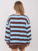 Light blue women's oversized striped sweatshirt.