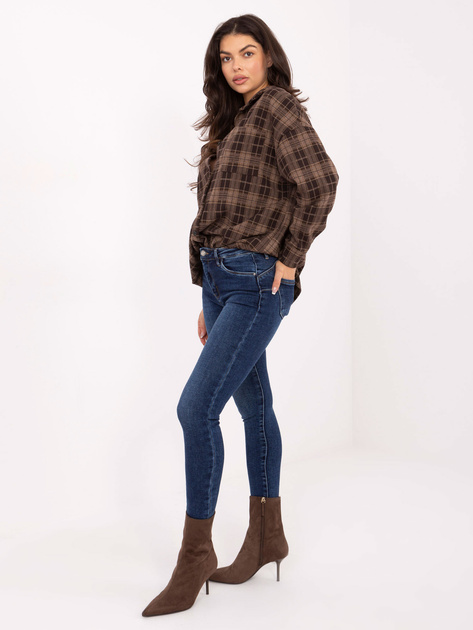 Ciemnoniebieskie jeansy skinny z wysokim stanem