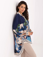 Dunkelblaue asymmetrische Bluse mit Kragen RUE PARIS.