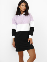 "Großhandel Lila-schwarzes einfaches Basic-Kleid mit Kragen RUE PARIS"