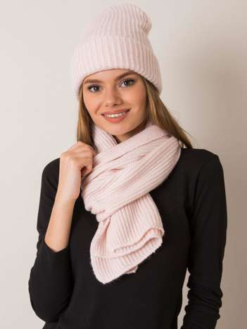 Helles rosa Set Mütze und Schal RUE PARIS.