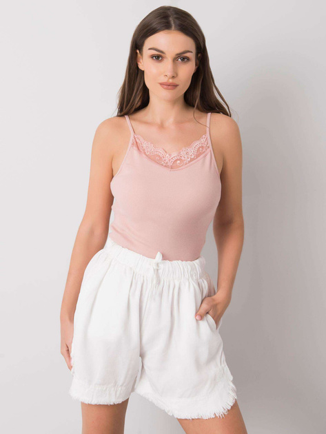 Brudnoróżowy top prążkowany Armine