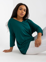 Hurtownia Ciemnozielona gładka bluzka plus size z wiskozy 
