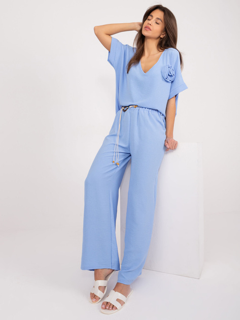 Hurt Jasnoniebieskie proste spodnie z materiału