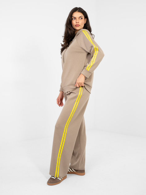 Ciemnobeżowy damski komplet z rozpinaną bluzą RUE PARIS