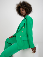 Zielona klasyczna marynarka z zapięciem dwurzędowym 