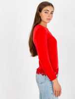 Hurt Czerwona bluzka na co dzień z okrągłym dekoltem 