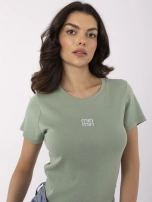 Pistacjowa casualowa bluzka damska z bawełny