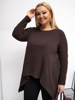 Čokoládová blůza plus size s kapsami.