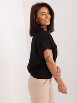 Hurt Czarna gładka bluzka damska z krótkim rękawem SUBLEVEL