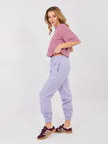 Pastelowe fioletowe dresowe spodnie joggery