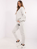 Hurt Jasnoszary melanżowy dresowy komplet ze spodniami