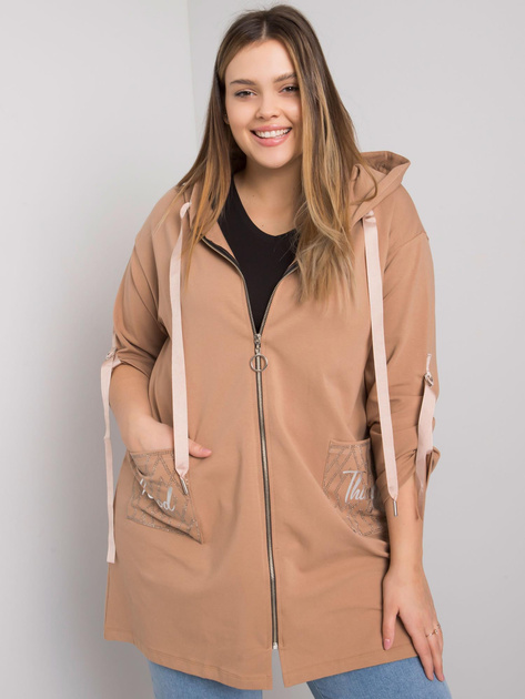 Camelowa bluza plus size na suwak Zurich